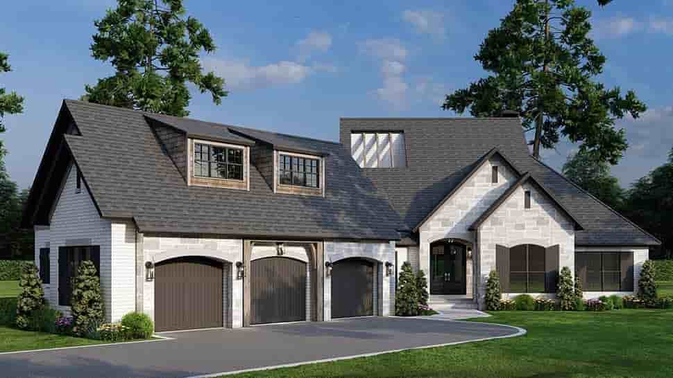 European House Plan 82242 with 4 Beds, 4 Baths, 3 Car Garage Picture 4
