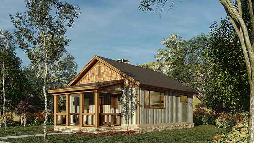 Cabin, Ranch, Traditional House Plan 82343 with 2 Beds, 1 Baths Picture 1