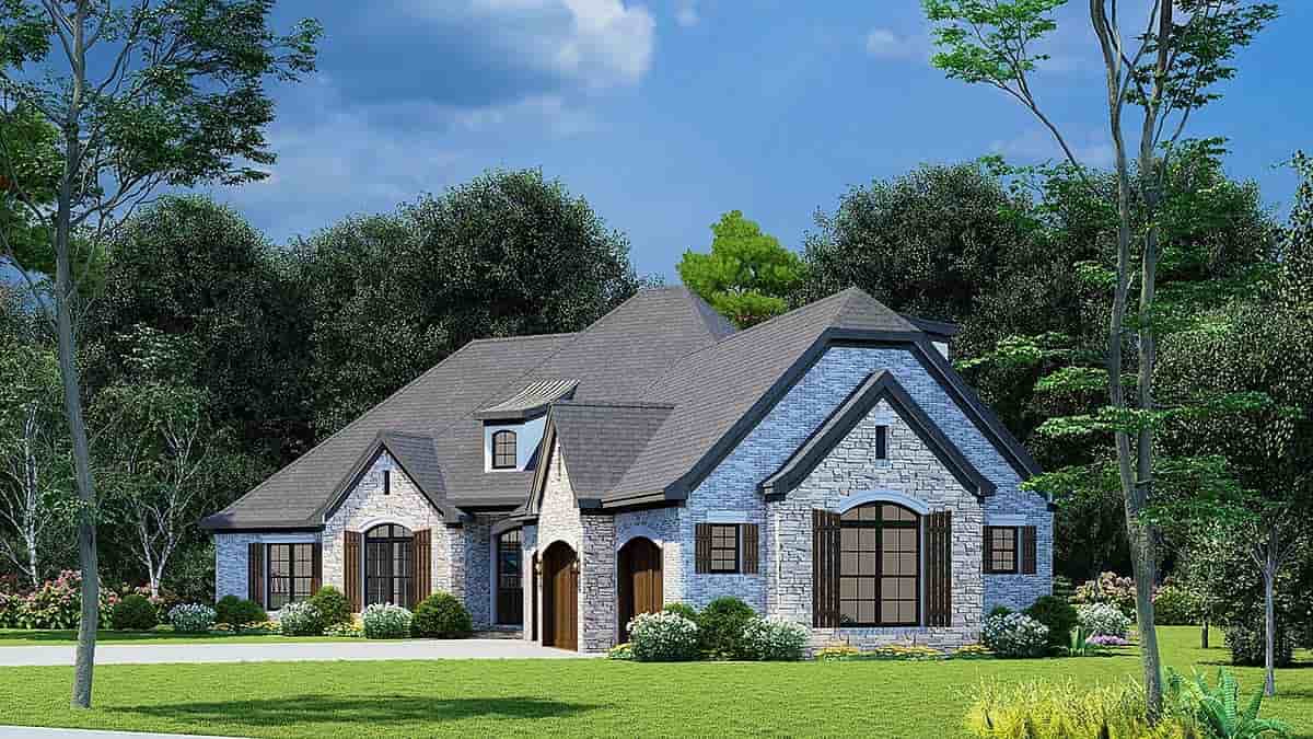 European, French Country House Plan 82449 with 4 Beds, 3 Baths, 3 Car Garage Picture 1