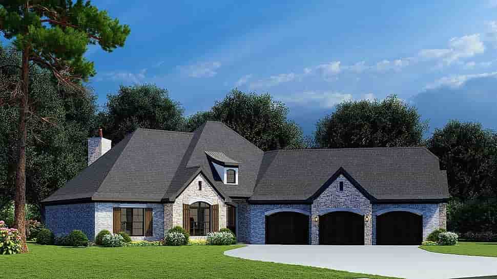 European, French Country House Plan 82449 with 4 Beds, 3 Baths, 3 Car Garage Picture 3