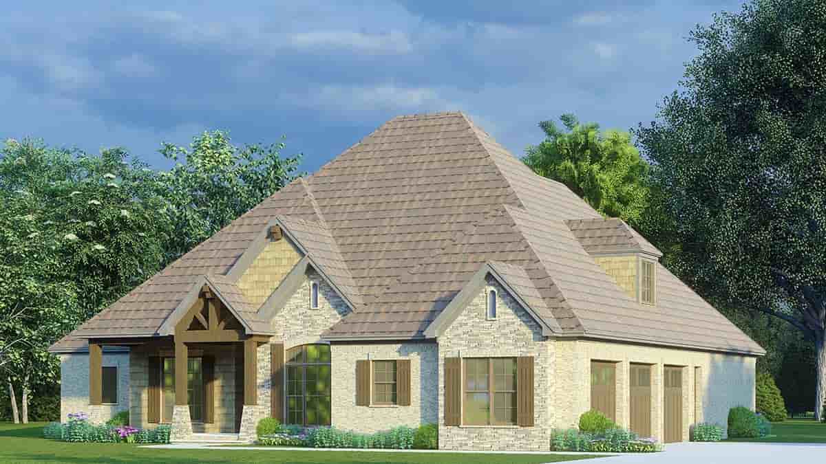 Bungalow, Craftsman, French Country, Traditional House Plan 82477 with 4 Beds, 3 Baths, 3 Car Garage Picture 1