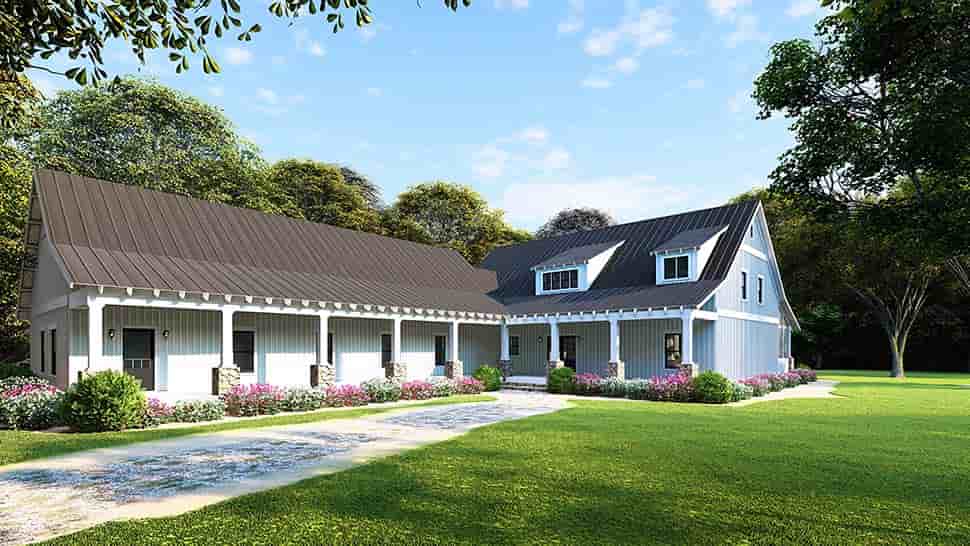 Country, Farmhouse, Southern House Plan 82504 with 5 Beds, 3 Baths, 3 Car Garage Picture 1