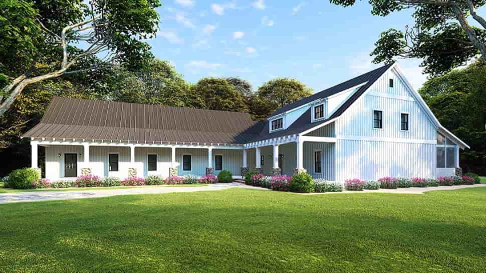 Country, Farmhouse, Southern House Plan 82504 with 5 Beds, 3 Baths, 3 Car Garage Picture 3