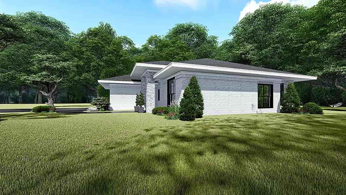 Contemporary, Prairie House Plan 82535 with 3 Beds, 2 Baths, 2 Car Garage Picture 1