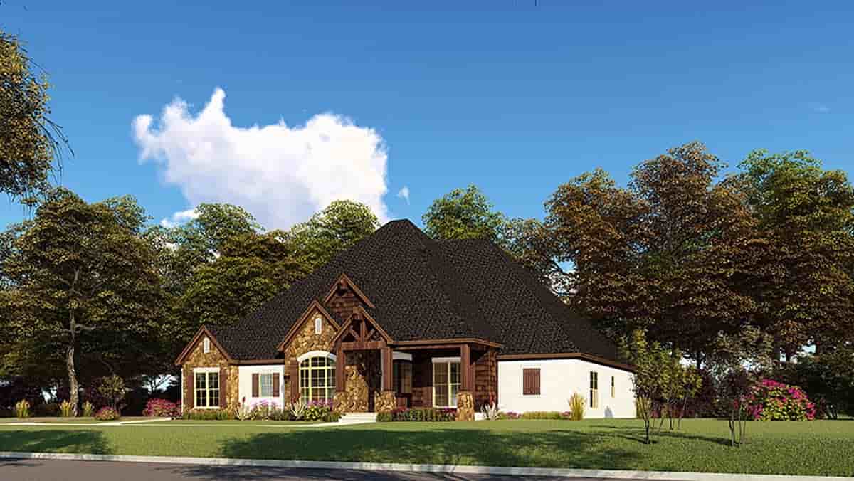 Bungalow, Craftsman, French Country, One-Story, Traditional House Plan 82552 with 4 Beds, 4 Baths, 2 Car Garage Picture 1