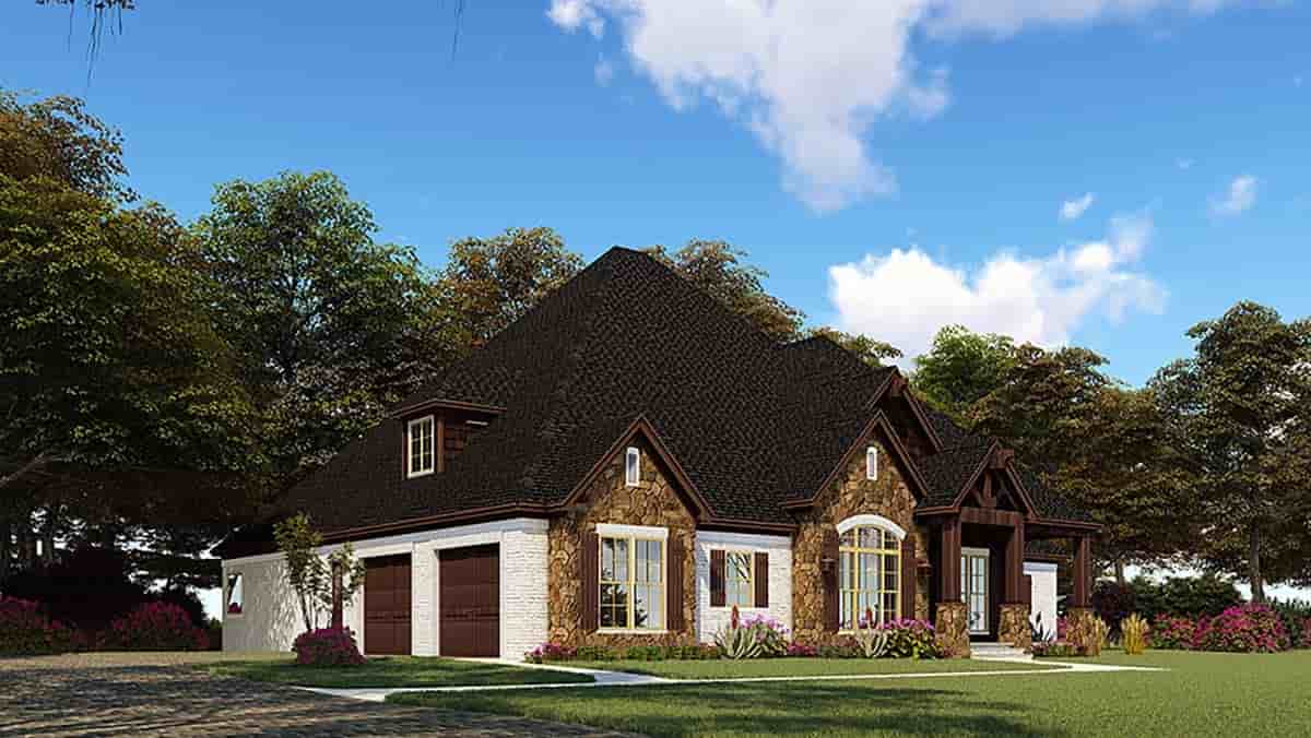 Bungalow, Craftsman, French Country, One-Story, Traditional House Plan 82552 with 4 Beds, 4 Baths, 2 Car Garage Picture 2