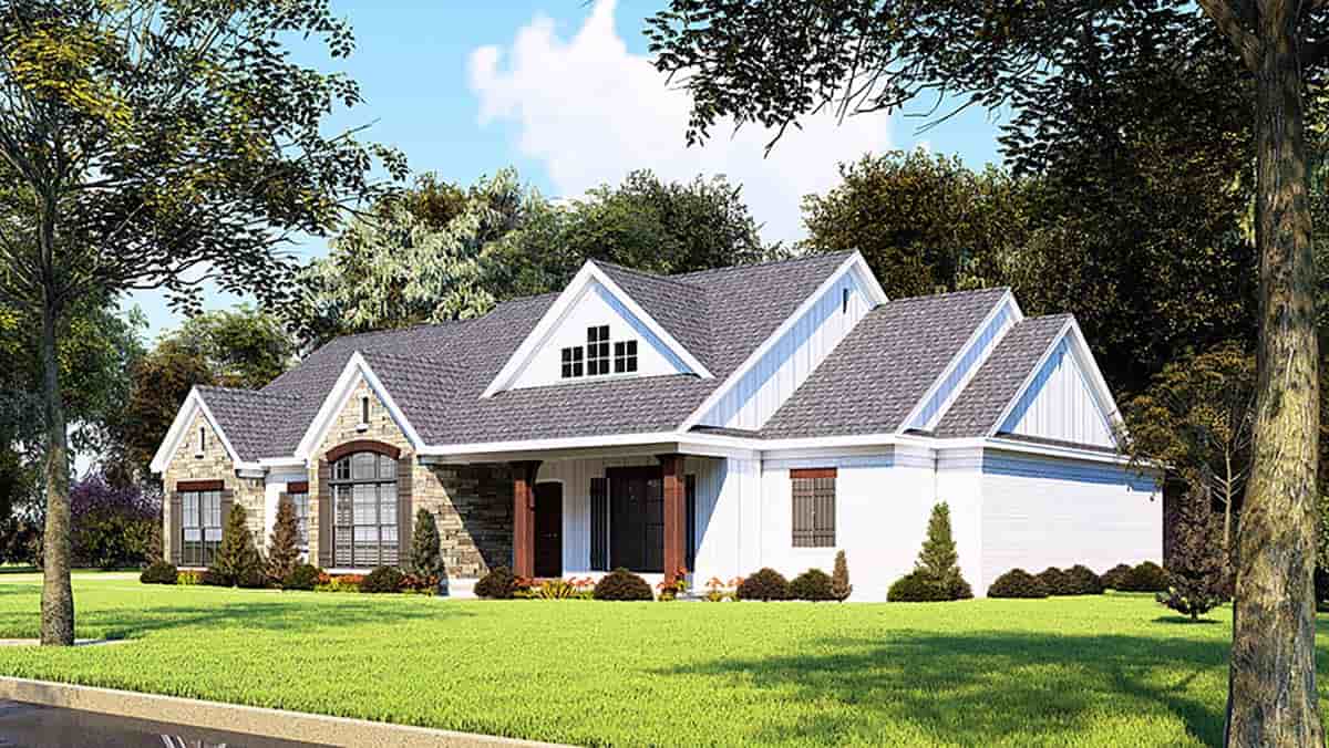Country, Farmhouse, One-Story, Ranch, Traditional House Plan 82558 with 3 Beds, 3 Baths, 2 Car Garage Picture 1