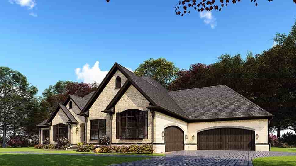 European, French Country, One-Story House Plan 82563 with 3 Beds, 3 Baths, 4 Car Garage Picture 1