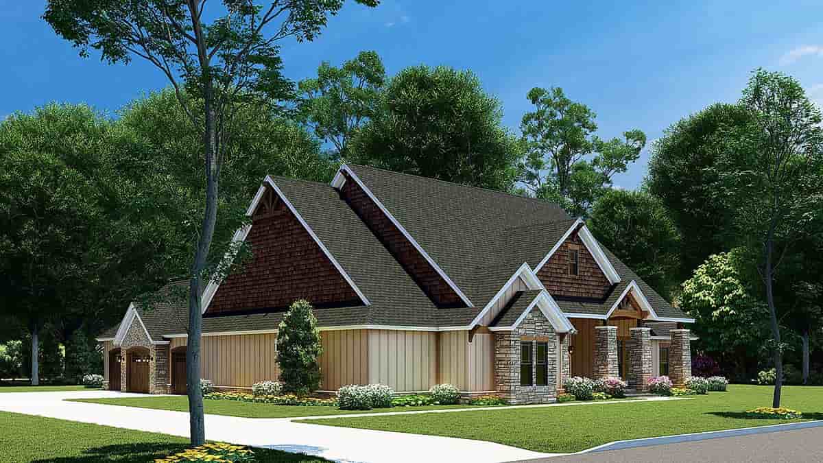 Bungalow, Craftsman House Plan 82565 with 3 Beds, 2 Baths, 3 Car Garage Picture 2