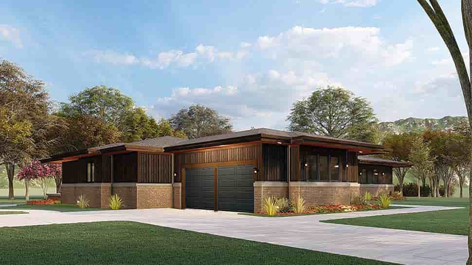 Contemporary, Prairie House Plan 82567 with 4 Beds, 4 Baths, 2 Car Garage Picture 2
