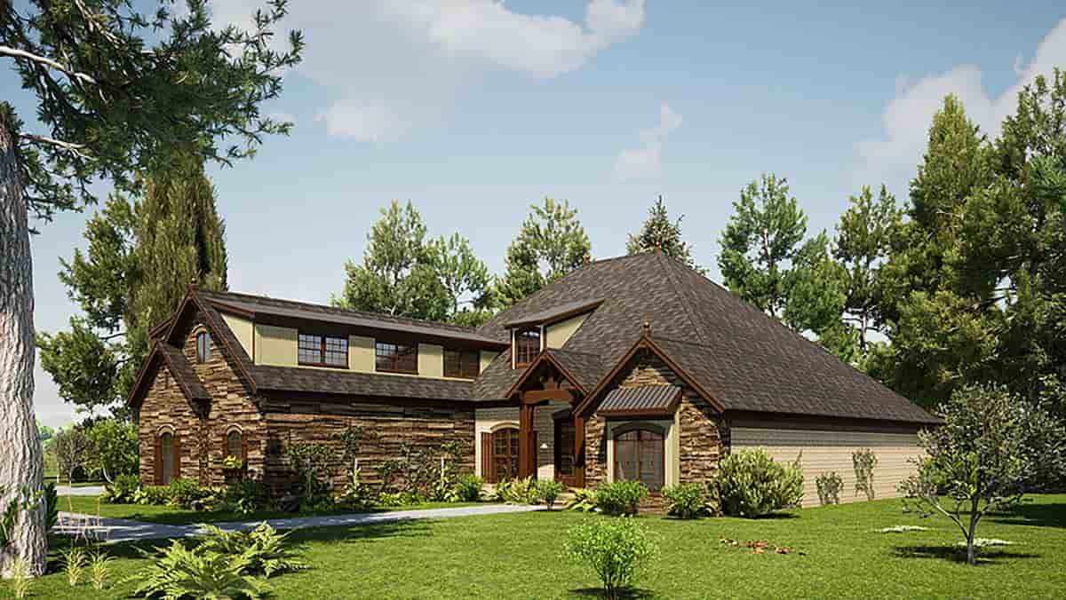 Bungalow, Craftsman, European, French Country House Plan 82571 with 3 Beds, 4 Baths, 3 Car Garage Picture 1