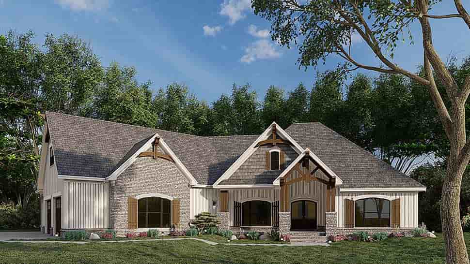 Bungalow, Craftsman, French Country House Plan 82583 with 3 Beds, 2 Baths, 3 Car Garage Picture 3