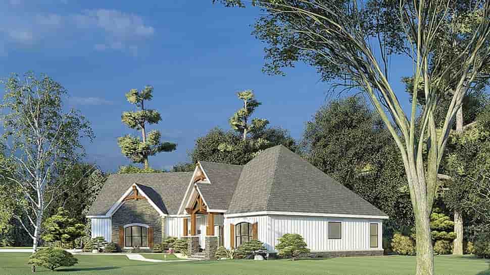 Bungalow, Craftsman, French Country House Plan 82595 with 3 Beds, 2 Baths, 2 Car Garage Picture 1