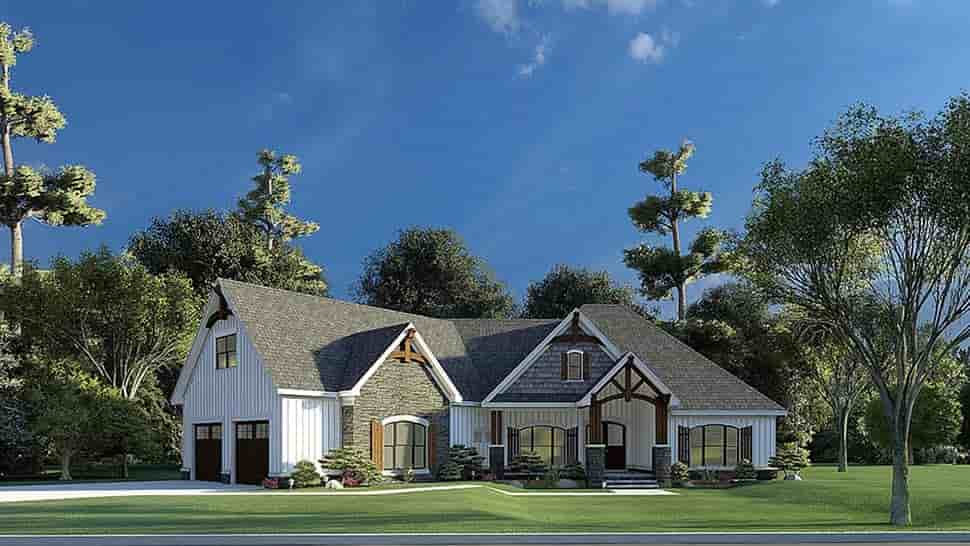 Bungalow, Craftsman, French Country House Plan 82595 with 3 Beds, 2 Baths, 2 Car Garage Picture 3