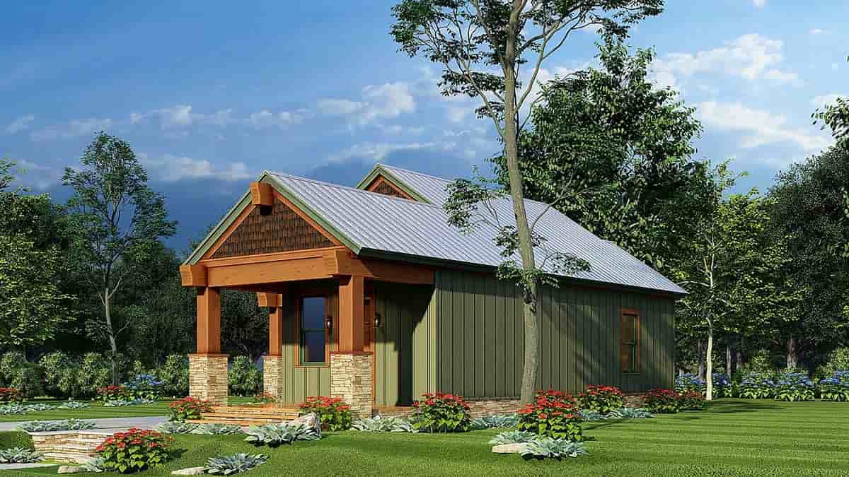 Cabin, Country, Craftsman House Plan 82619 with 2 Beds, 1 Baths Picture 1