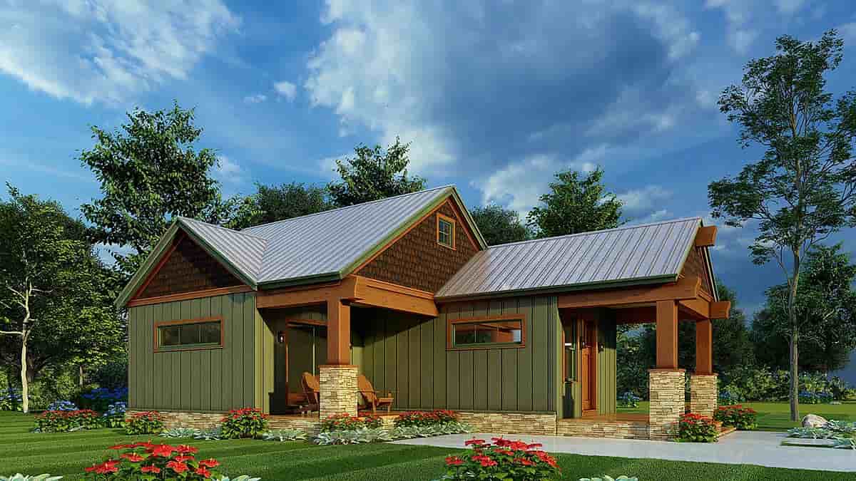 Cabin, Country, Craftsman House Plan 82619 with 2 Beds, 1 Baths Picture 2