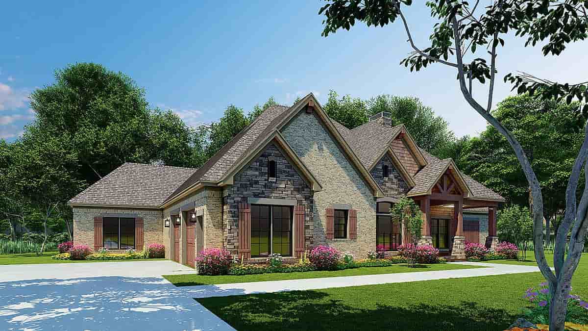 Bungalow, Craftsman, French Country, Traditional House Plan 82631 with 4 Beds, 4 Baths, 2 Car Garage Picture 2