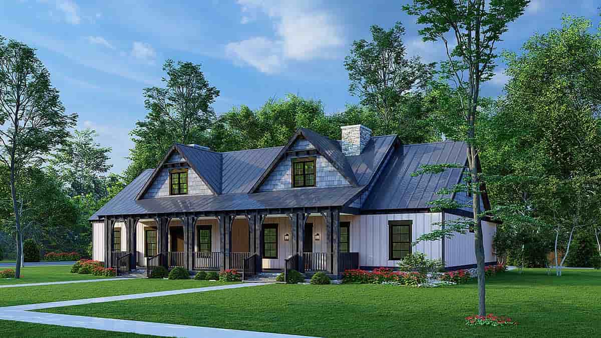 Bungalow, Cabin, Country, Craftsman Multi-Family Plan 82658 with 3 Beds, 2 Baths, 1 Car Garage Picture 1