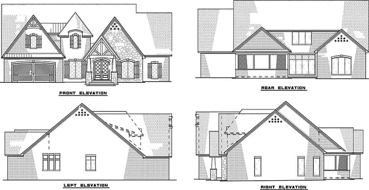 Bungalow, Contemporary, Craftsman, European, French Country House Plan 82681 with 4 Beds, 5 Baths, 2 Car Garage Picture 1