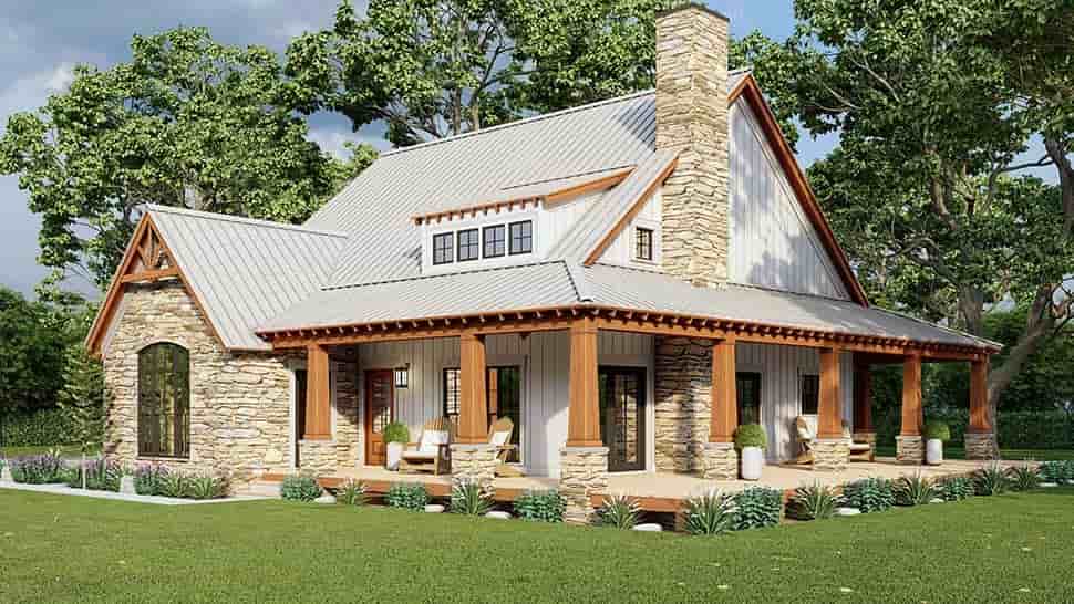 Bungalow, Cabin, Country, Craftsman, Farmhouse House Plan 82697 with 3 Beds, 3 Baths, 2 Car Garage Picture 4