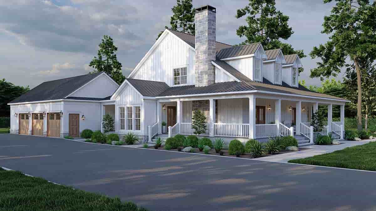 Coastal, Contemporary, Country, Farmhouse, Southern, Traditional House Plan 82717 with 3 Beds, 3 Baths, 3 Car Garage Picture 2