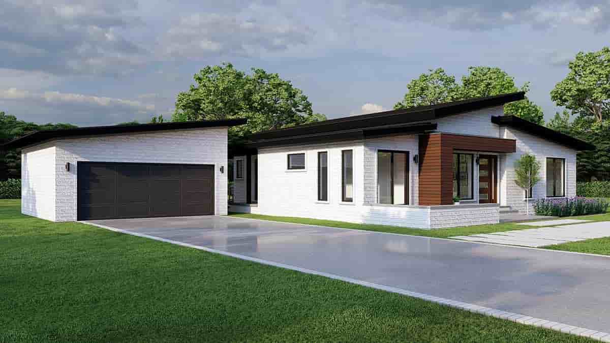 Contemporary, Modern House Plan 82719 with 3 Beds, 3 Baths, 2 Car Garage Picture 2