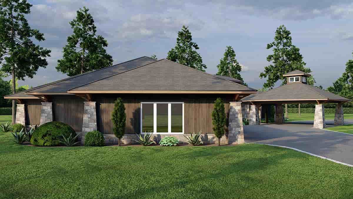 Contemporary, Prairie, Tuscan House Plan 82736 with 4 Beds, 3 Baths, 3 Car Garage Picture 2