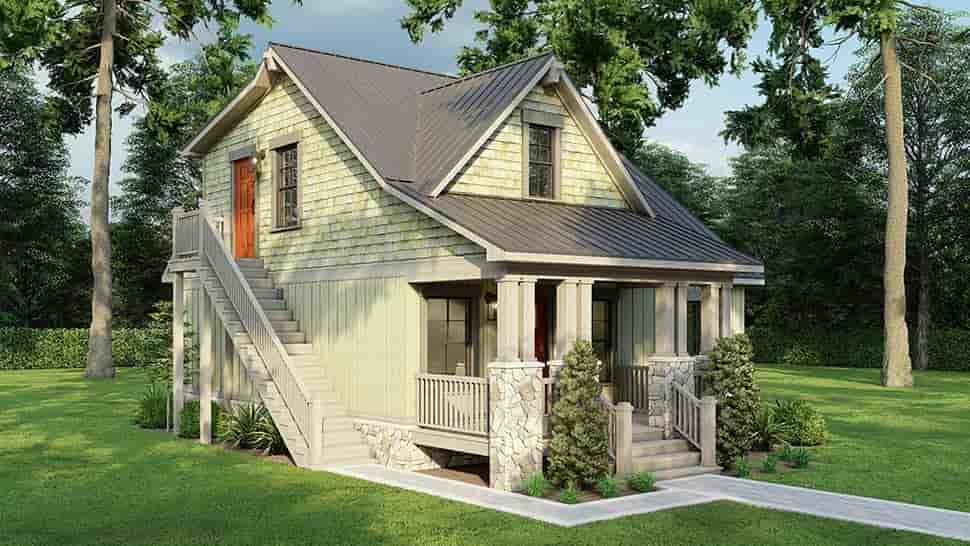 Coastal, Cottage, Country, Southern Multi-Family Plan 82755 with 2 Beds, 2 Baths Picture 3
