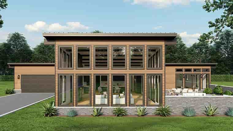 Coastal, Contemporary, Modern House Plan 82756 with 3 Beds, 3 Baths, 2 Car Garage Picture 5