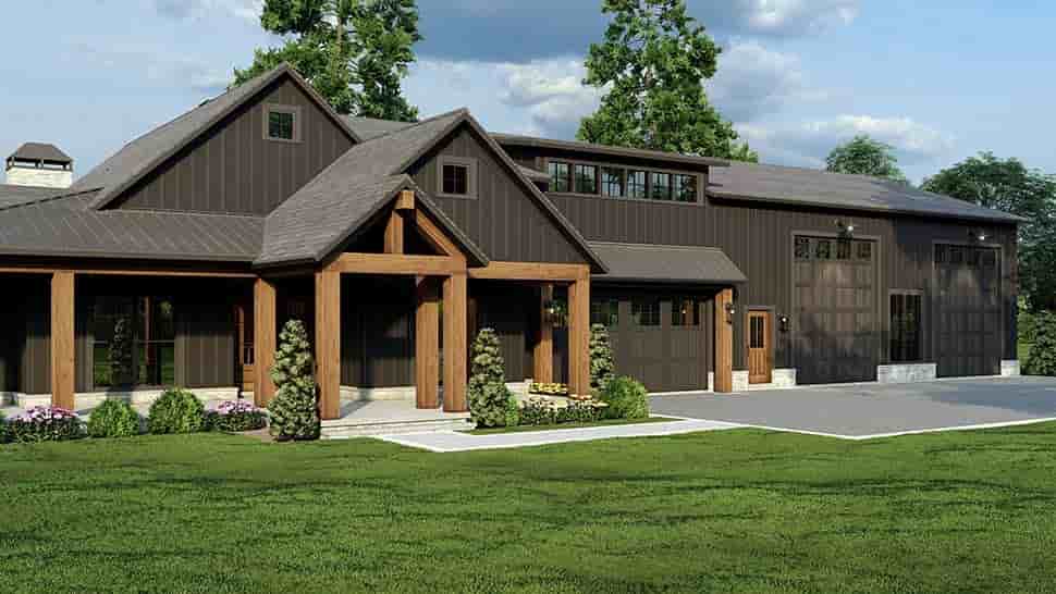 Barndominium, Country, Craftsman, Farmhouse House Plan 82783 with 4 Beds, 3 Baths, 4 Car Garage Picture 3