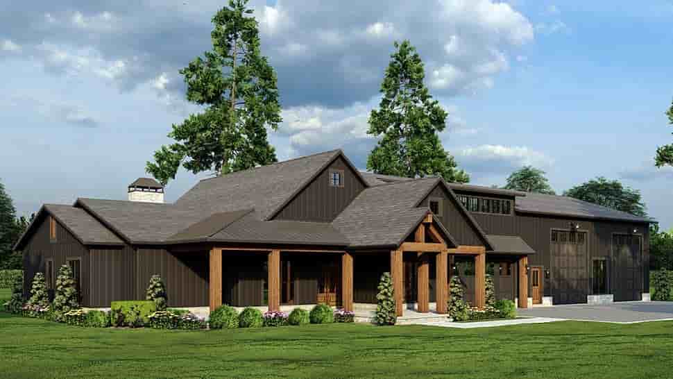 Barndominium, Country, Craftsman, Farmhouse House Plan 82783 with 4 Beds, 3 Baths, 4 Car Garage Picture 4