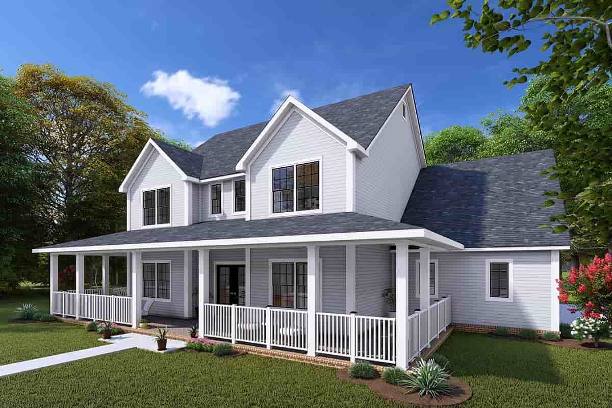 Cottage, Farmhouse, Traditional House Plan 82839 with 4 Beds, 3 Baths, 3 Car Garage Picture 1