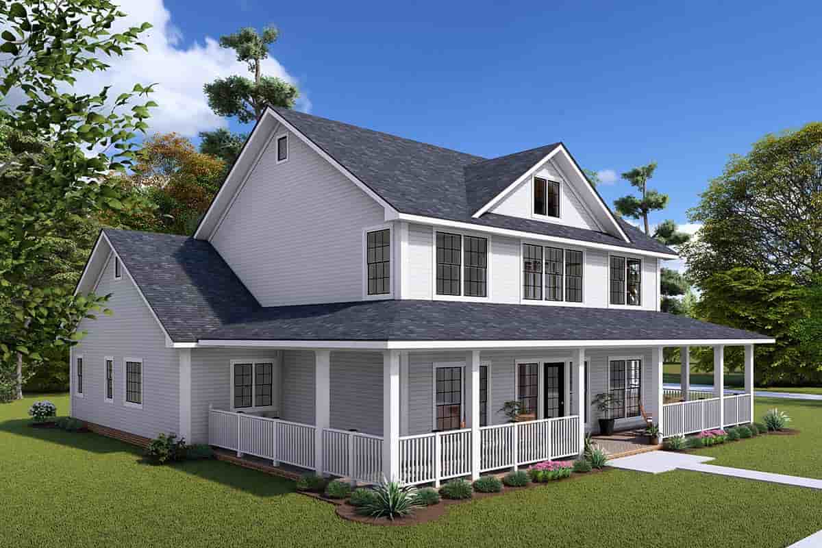 Farmhouse, Traditional House Plan 82841 with 4 Beds, 4 Baths, 3 Car Garage Picture 2