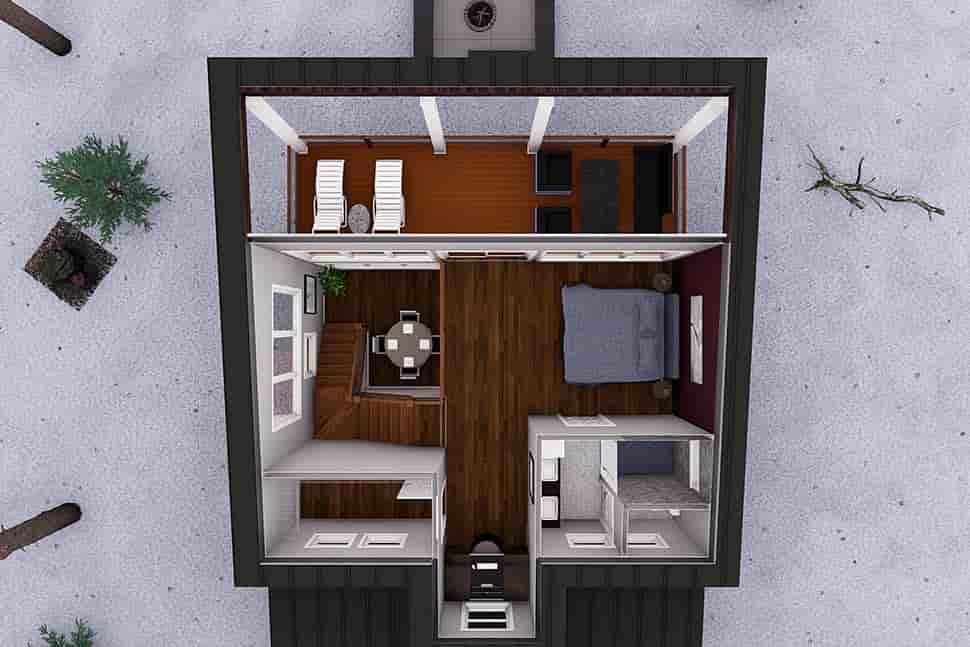 Cabin, Modern House Plan 82843 with 3 Beds, 2 Baths Picture 16