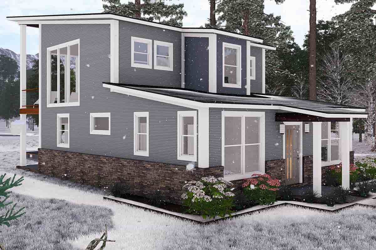 Cabin, Modern House Plan 82843 with 3 Beds, 2 Baths Picture 2