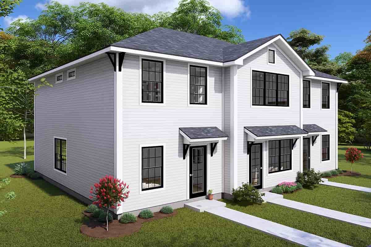 Traditional Multi-Family Plan 82844 with 6 Beds, 9 Baths Picture 2