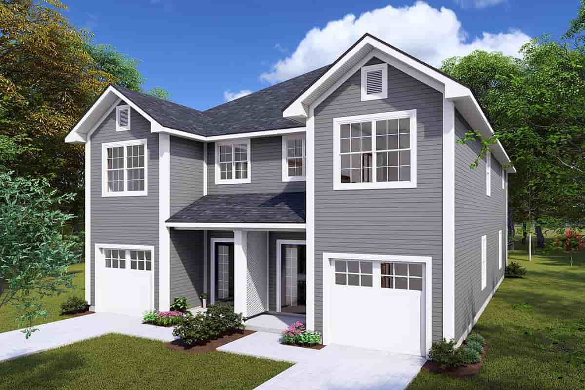 Traditional Multi-Family Plan 82847 with 6 Beds, 6 Baths, 2 Car Garage Picture 1