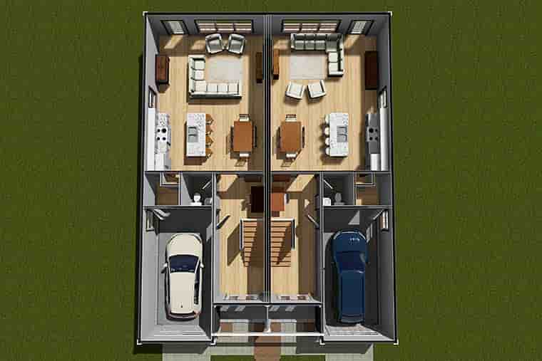 Traditional Multi-Family Plan 82847 with 6 Beds, 6 Baths, 2 Car Garage Picture 5