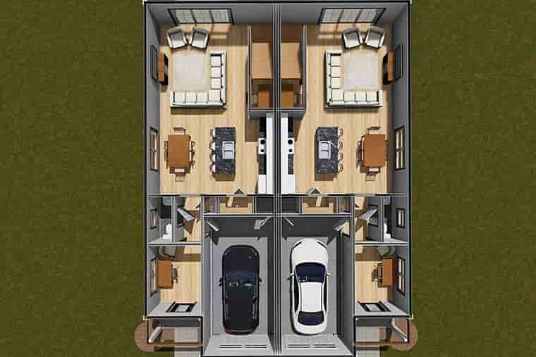 Traditional Multi-Family Plan 82859 with 6 Beds, 6 Baths, 2 Car Garage Picture 5