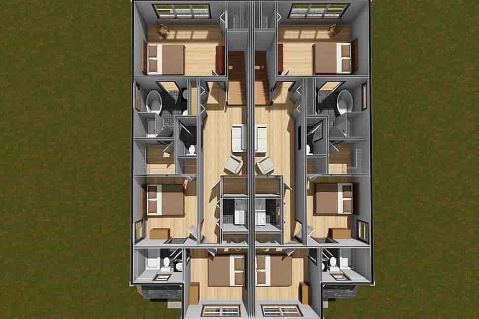 Traditional Multi-Family Plan 82859 with 6 Beds, 6 Baths, 2 Car Garage Picture 6