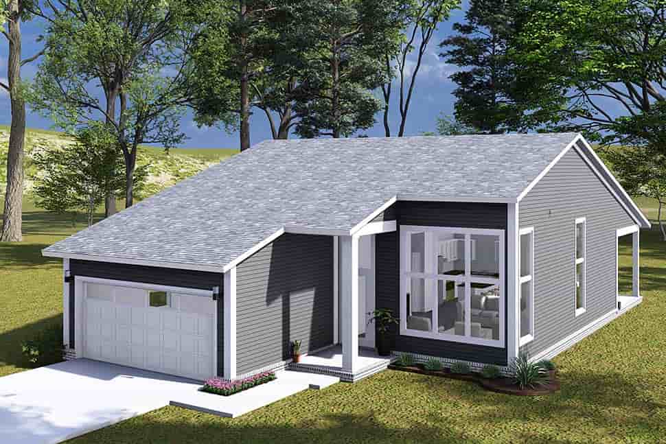 Contemporary, Cottage, Modern House Plan 82890 with 3 Beds, 2 Baths, 2 Car Garage Picture 3