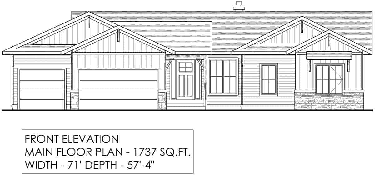 Craftsman, Farmhouse, Traditional House Plan 83311 with 2 Beds, 2 Baths, 3 Car Garage Picture 1