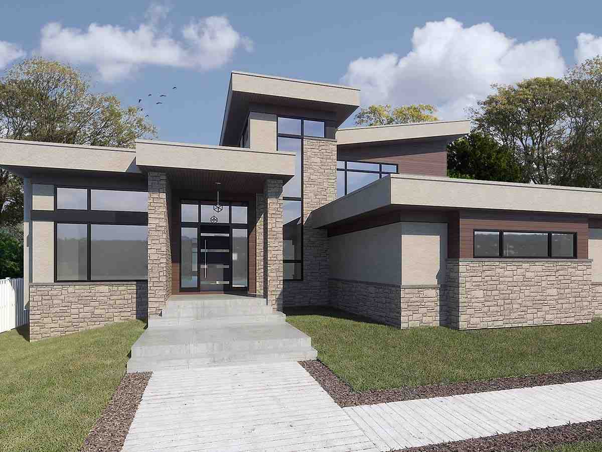 Contemporary, Modern House Plan 83316 with 2 Beds, 4 Baths, 3 Car Garage Picture 1