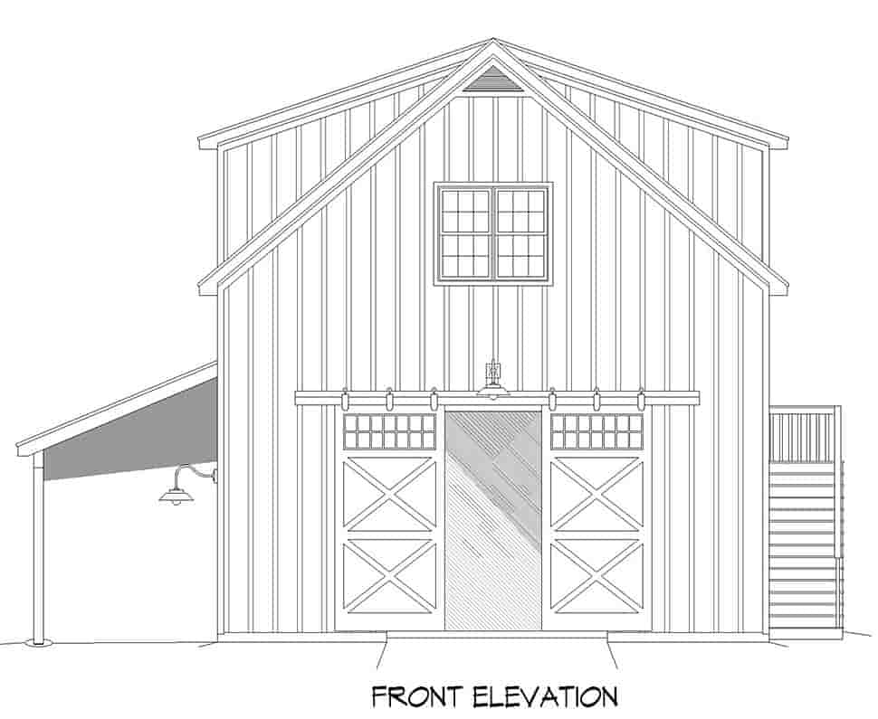 Barndominium, Country, Farmhouse, Traditional Garage-Living Plan 83418 with 2 Beds, 3 Baths Picture 3