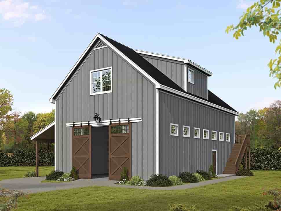 Barndominium, Country, Farmhouse, Traditional Garage-Living Plan 83418 with 2 Beds, 3 Baths Picture 4