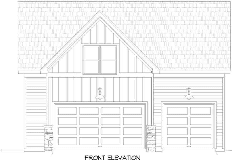 Traditional Garage-Living Plan 83486 with 1 Beds, 1 Baths, 3 Car Garage Picture 3