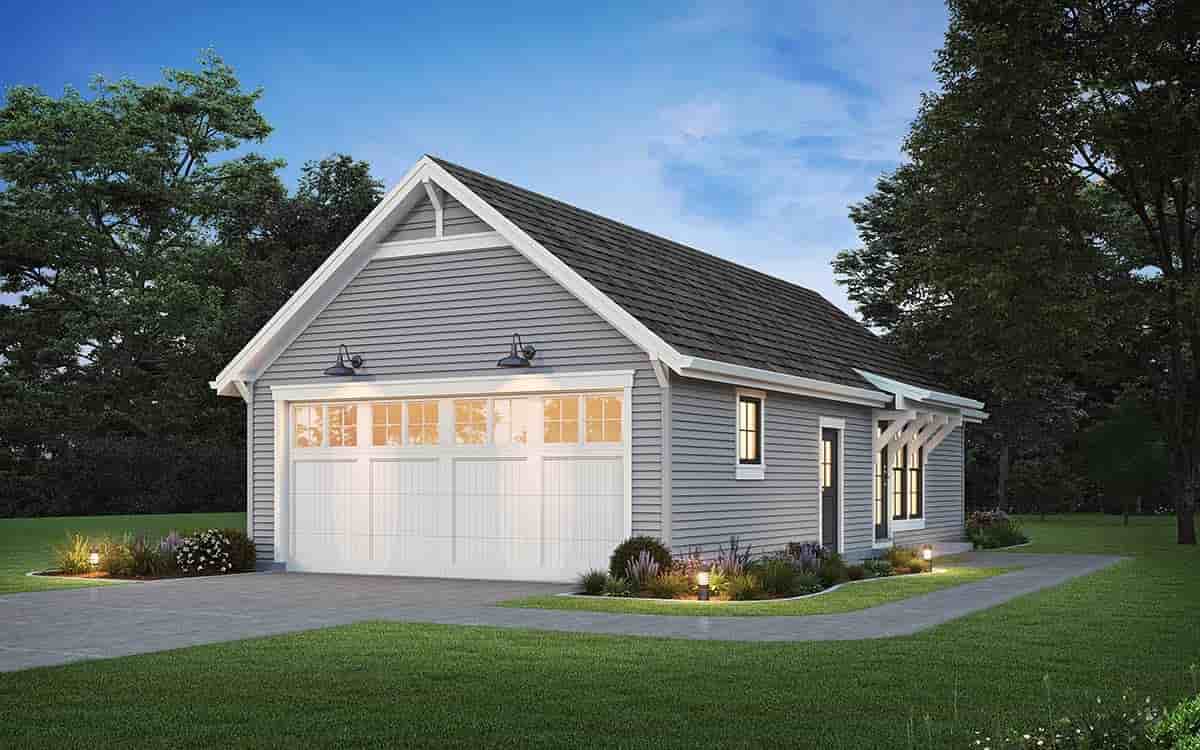 Craftsman, Farmhouse, Ranch Garage-Living Plan 83508 with 1 Beds, 1 Baths, 2 Car Garage Picture 1