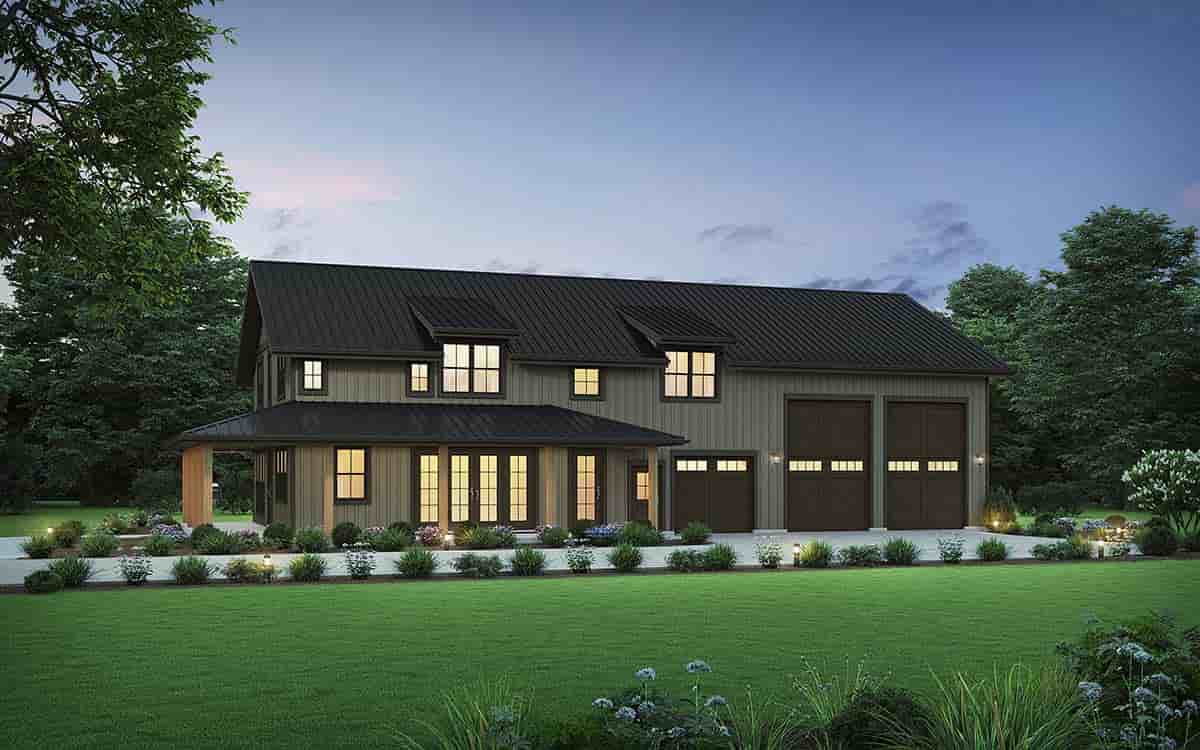 Barndominium, Country, Farmhouse House Plan 83510 with 3 Beds, 4 Baths, 7 Car Garage Picture 1