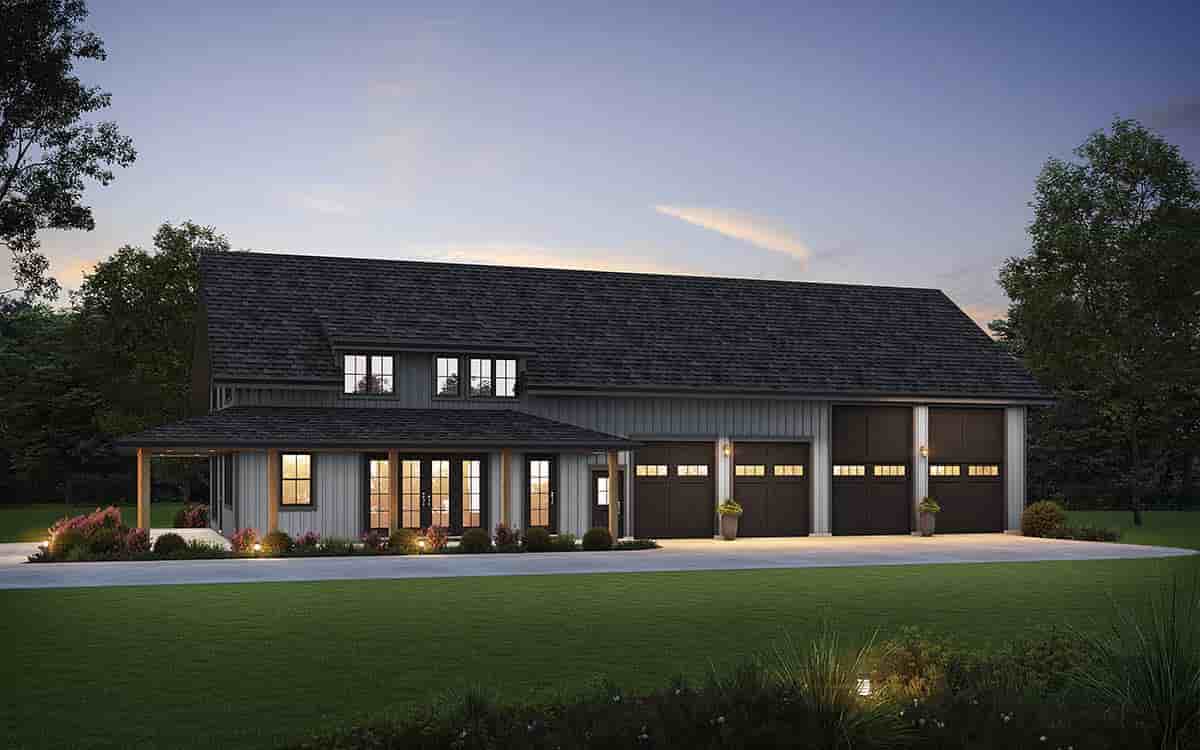 Barndominium, Country, Farmhouse House Plan 83511 with 3 Beds, 4 Baths, 6 Car Garage Picture 1