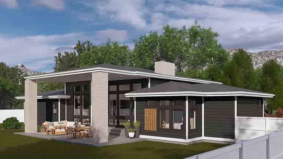 Contemporary, Modern, Prairie, Ranch House Plan 83669 with 3 Beds, 3 Baths, 3 Car Garage Picture 2
